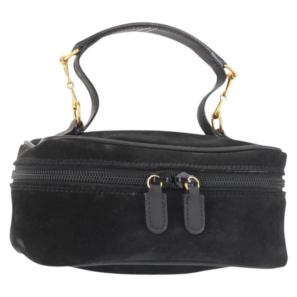 GUCCI Vanity Pouch Suede Black Gold